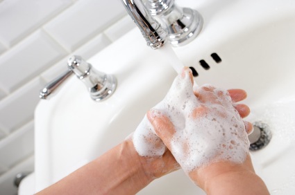 Clean hands with soap